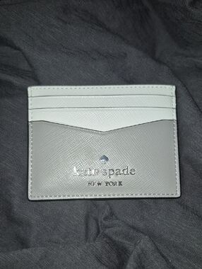 Kate Spade Two-Tone Gray and White Leather Card Case